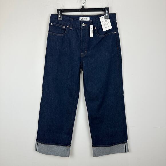 Madewell Petite Low Slung Baggy Jeans Rinse Wash Dark Blue Rigid US 27P NWT - Picture 7 of 14